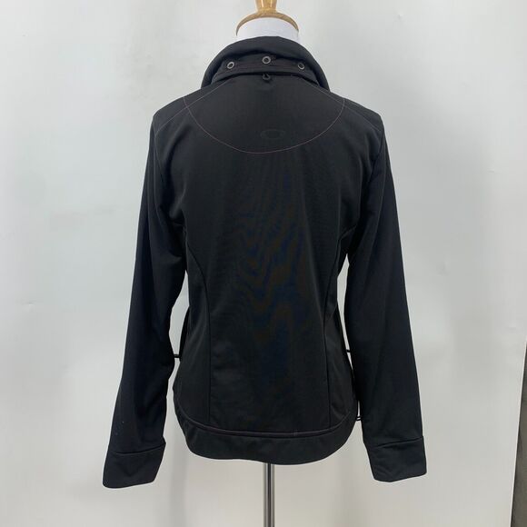 Oakley Jacket Womens S Small Black Regular Fit Snap Buttons Zip Up Purple Stitch - Picture 3 of 15